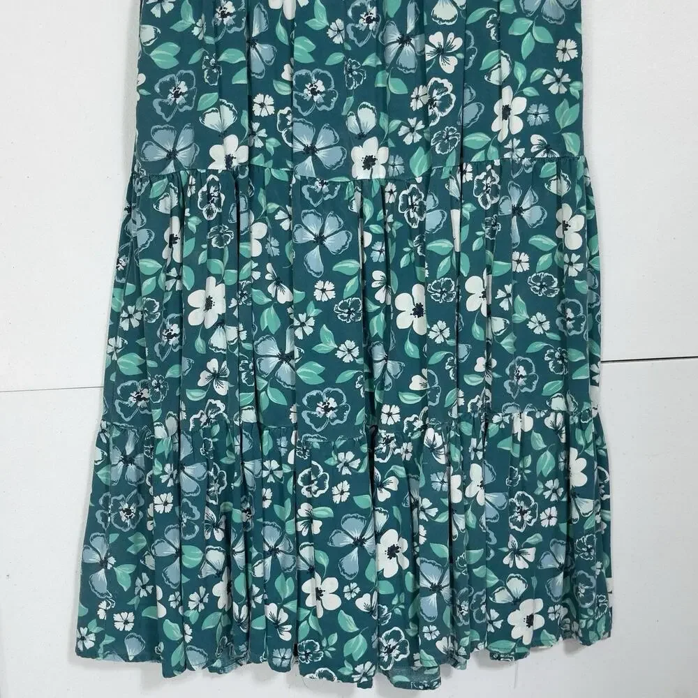 Sincerely Jules Girls Tropical Floral Tiered Midi Dress 10 Blue Green Summer
